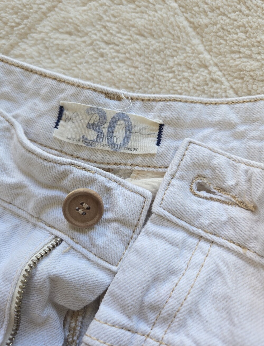 Free People City of Lights Cream Ribbed Tank Top and White High-Waist Jeans 30 - Picture 7 of 11